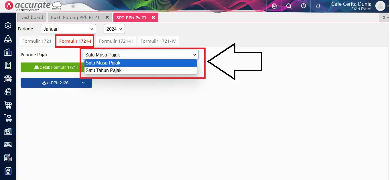 bukti potong 1721 bulanan Accurate
